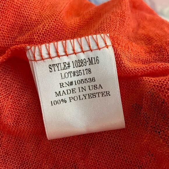 Slinky Brand salmon pink shawl collar open front fine knit cardigan sweater - Picture 3 of 5